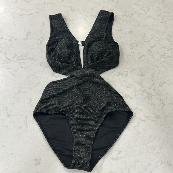 Cupshe Black Moonlit Plunging Monokini Swimsuit Large - Picture 7 of 16